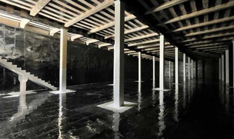 View of concrete potable water tanks completed interior after rehabbed by UCC.