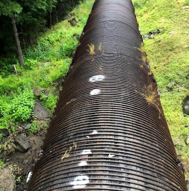 Wood stave penstock before CFRP repair